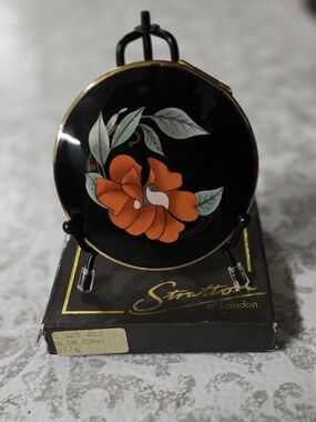 Vintage Stratton Compact with Orange Floral Design